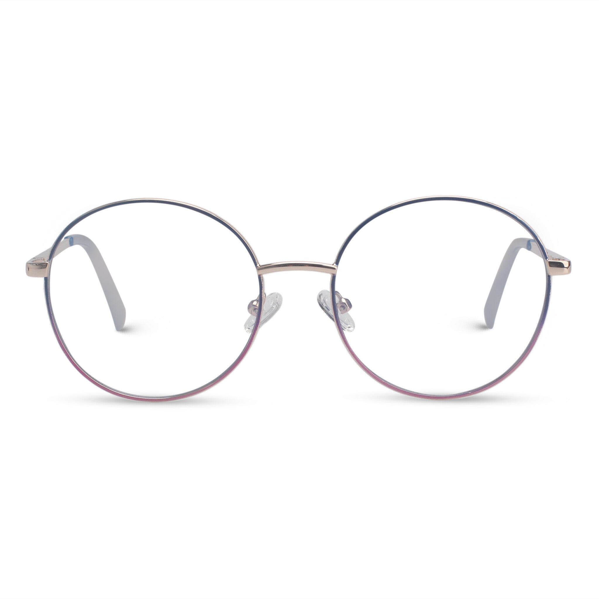 Round silver eyeglasses with thin frame