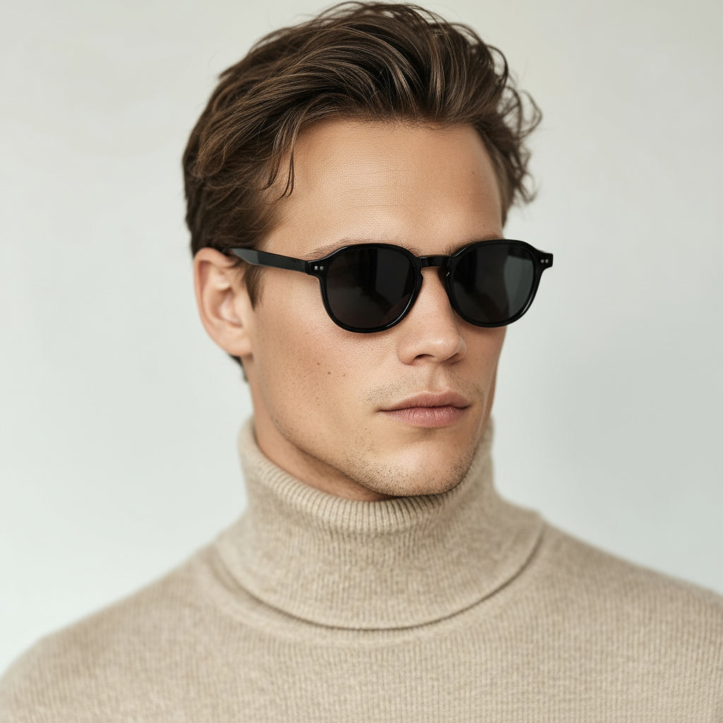 Black sunglasses with minimal square frame