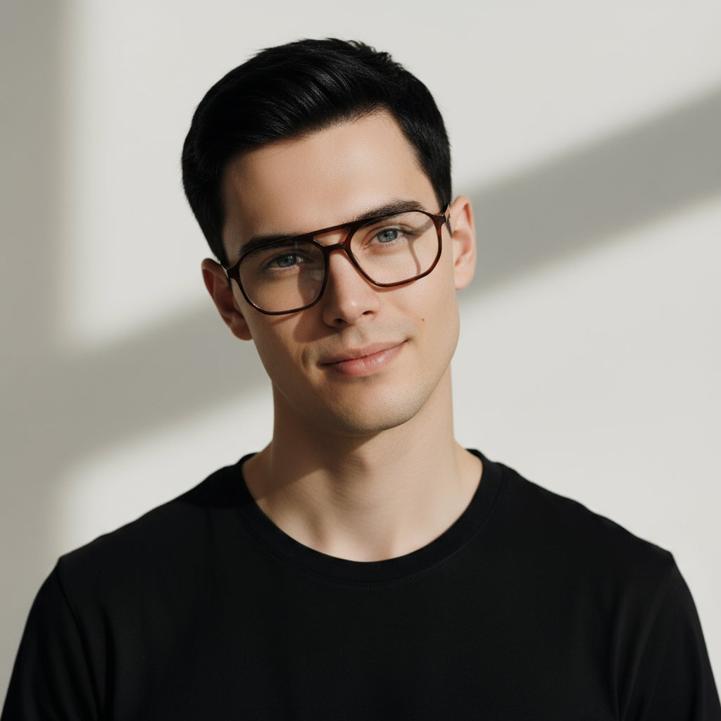 Tortoise red aviator plastic eyeglasses