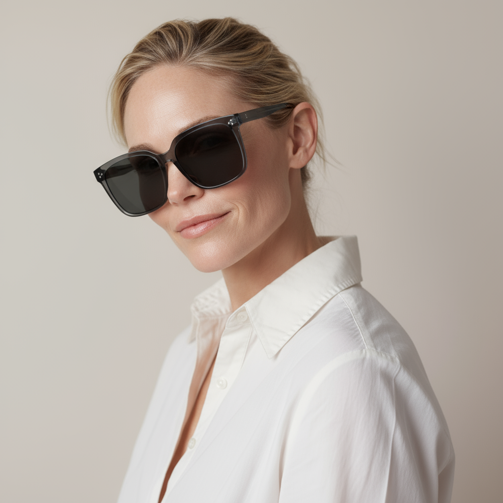 Oversized square grey sunglasses