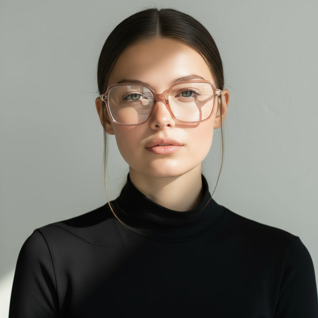 Women geometric pink eyeglasses