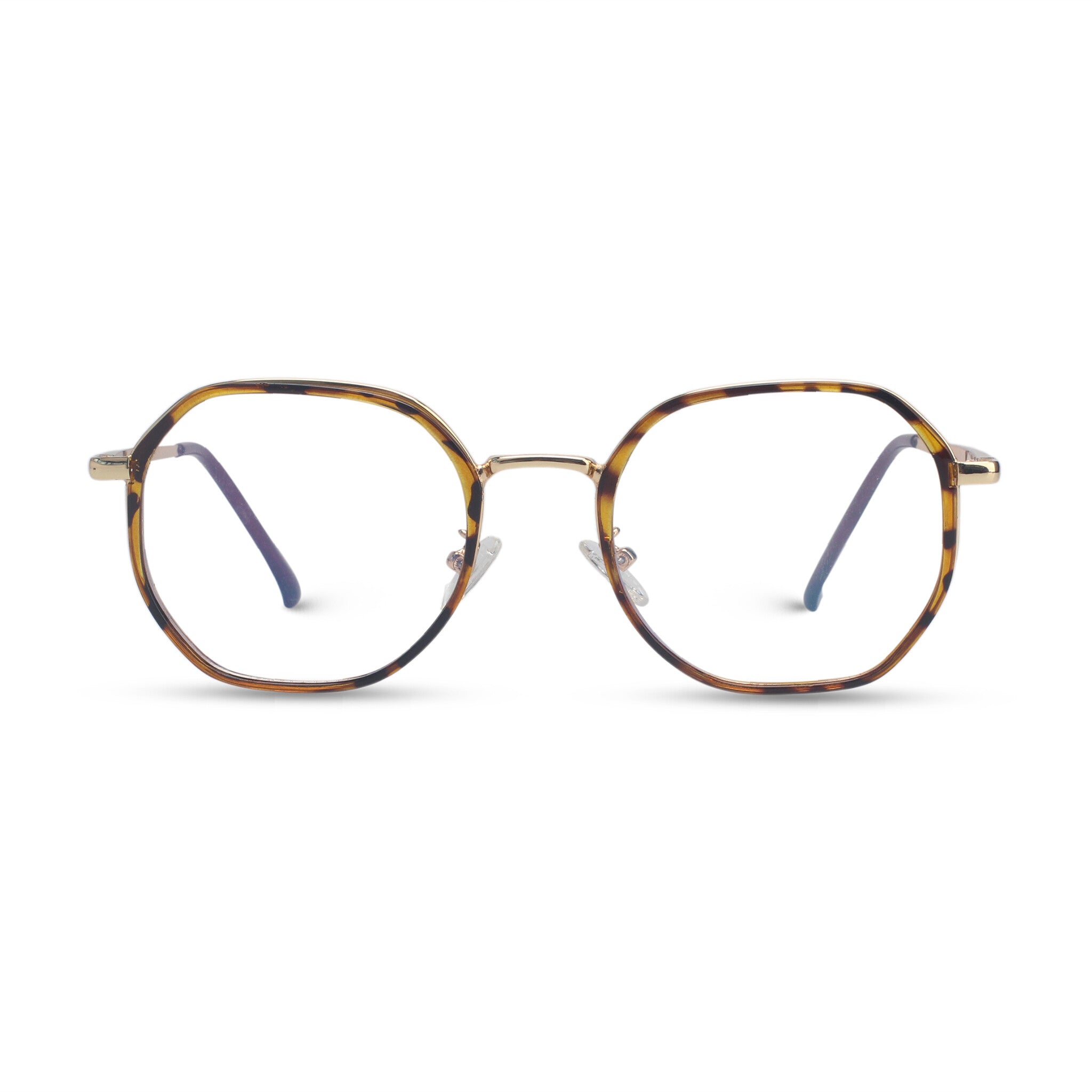 Geometric tortoise and gold eyeglasses