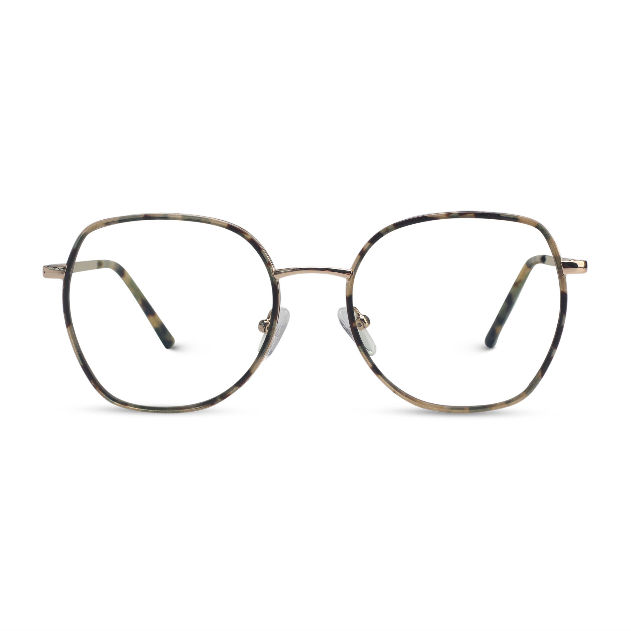 Minimal geometric yellow tortoise eyeglasses