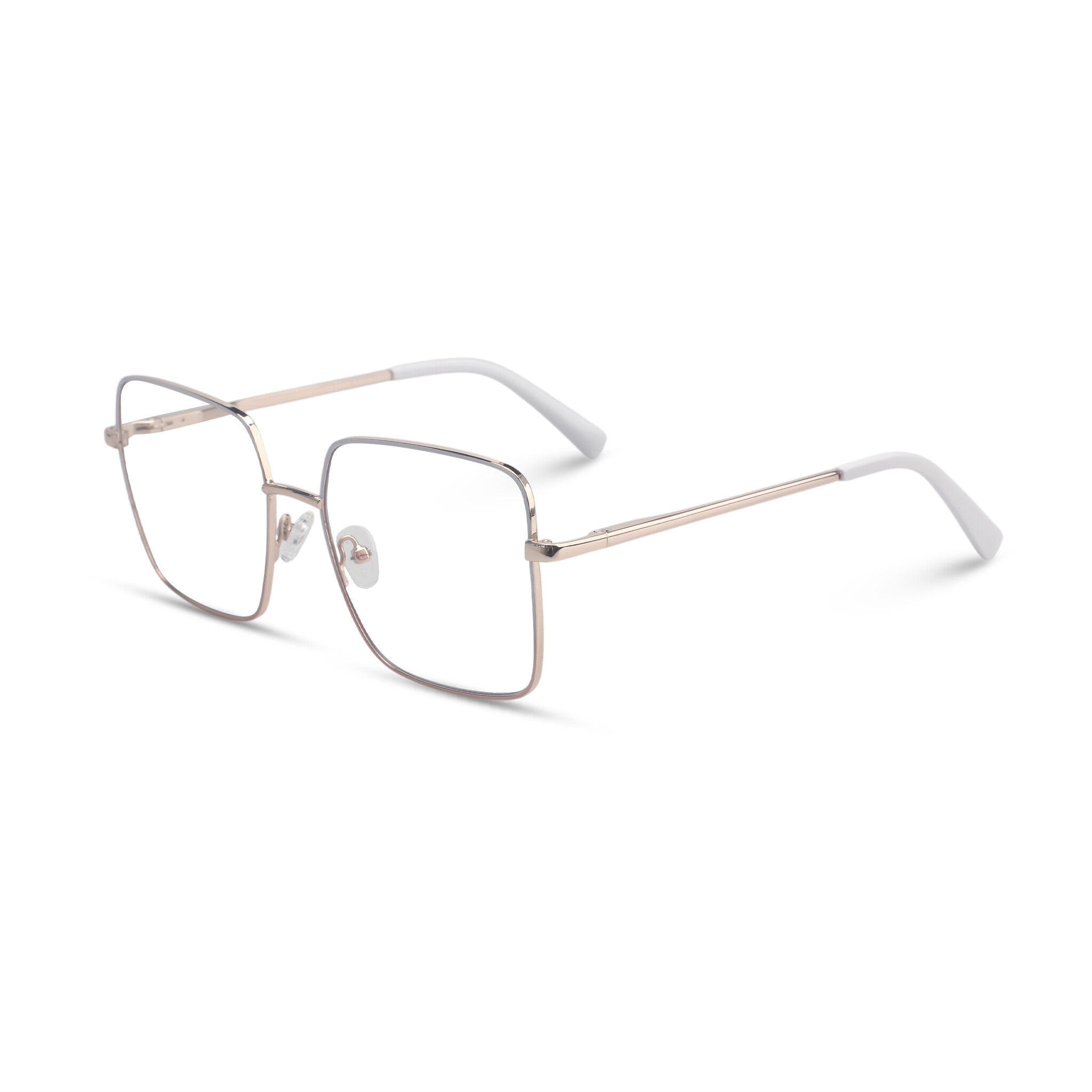 Oversized square white and pink eyeglasses