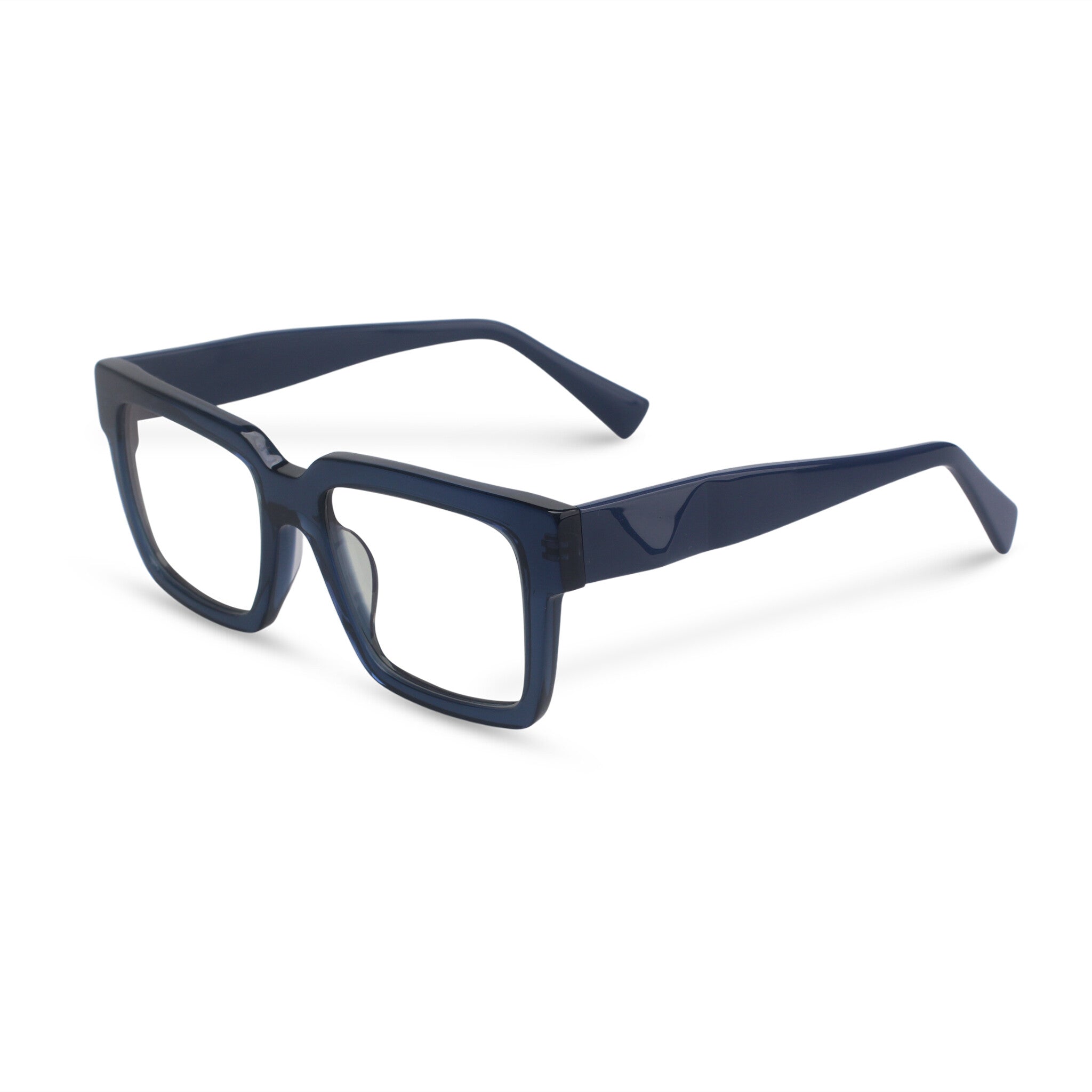 Bold rectangle blue eyeglasses