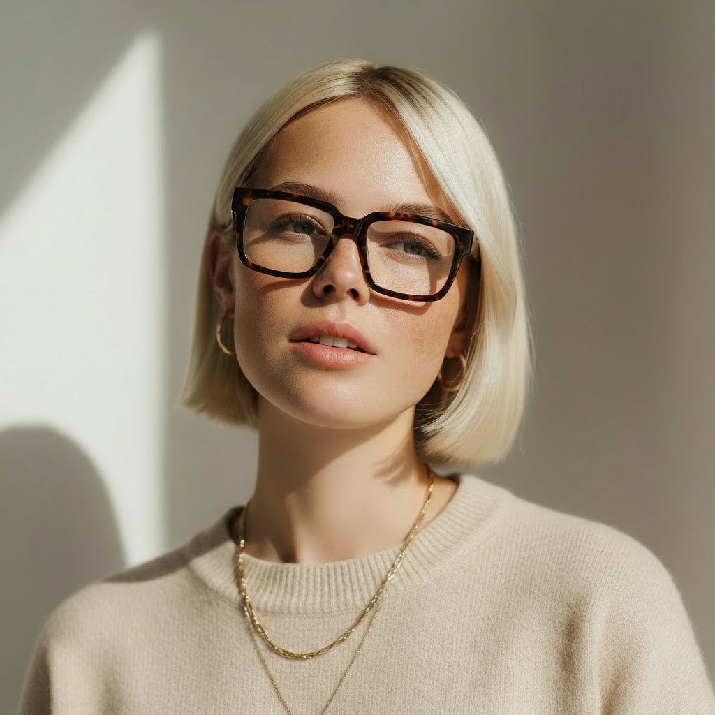 Bold rectangle tortoise eyeglasses