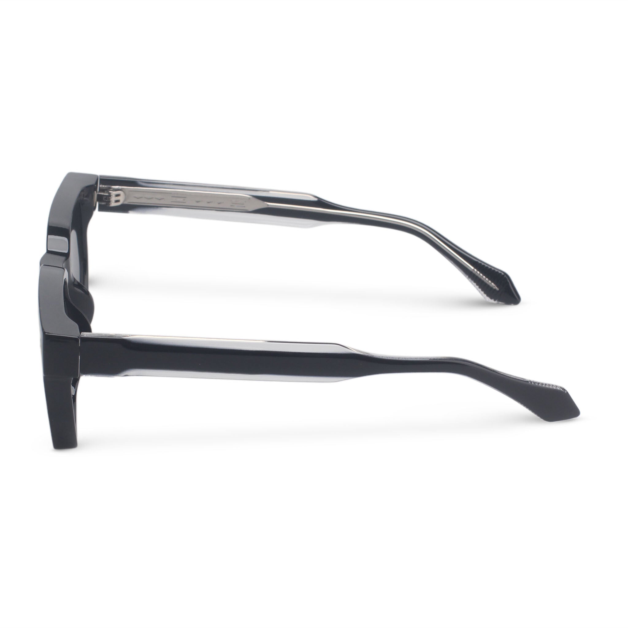 Bold rectangular black sunglasses