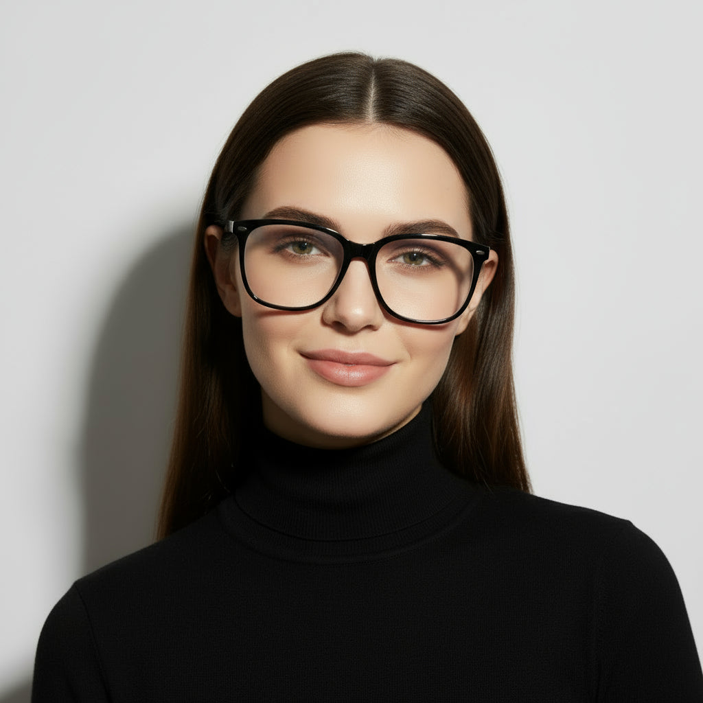 black square plastic eyeglasses