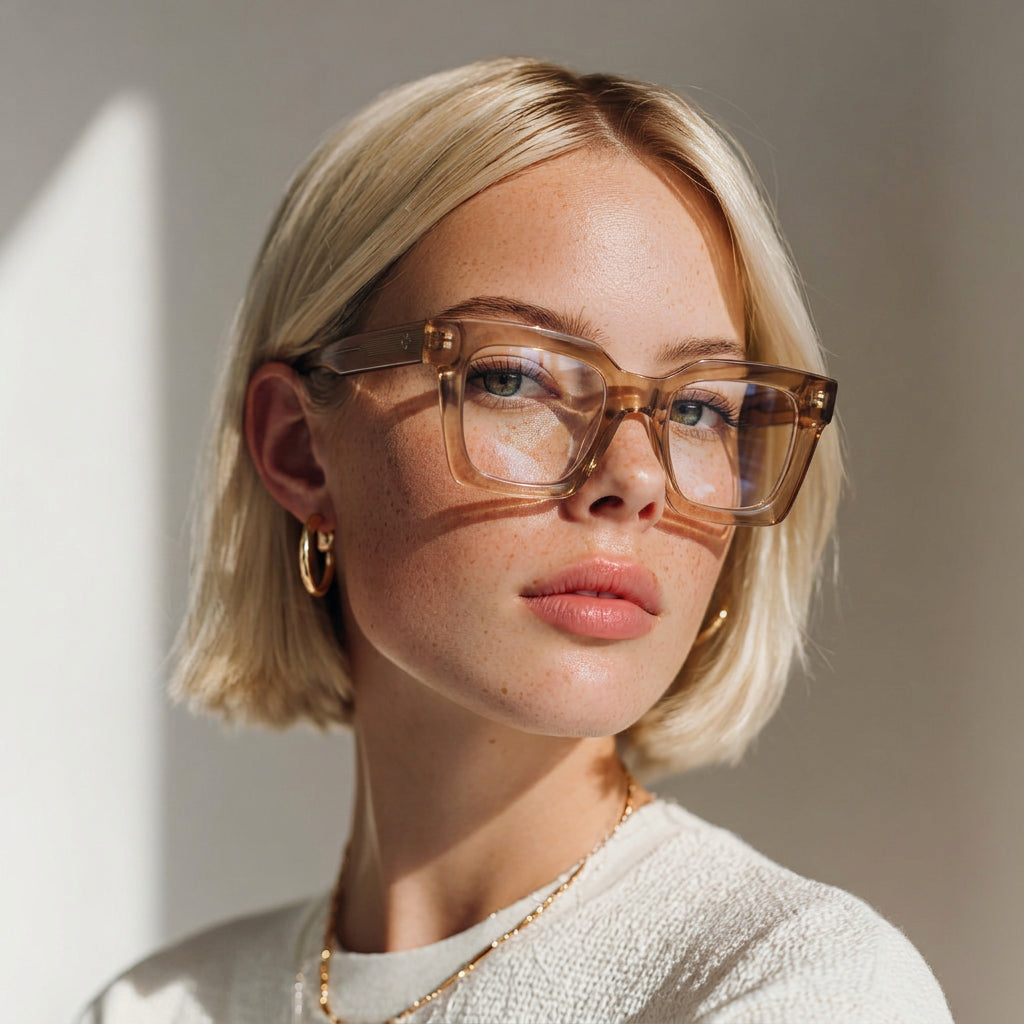 pink oversized square glasses