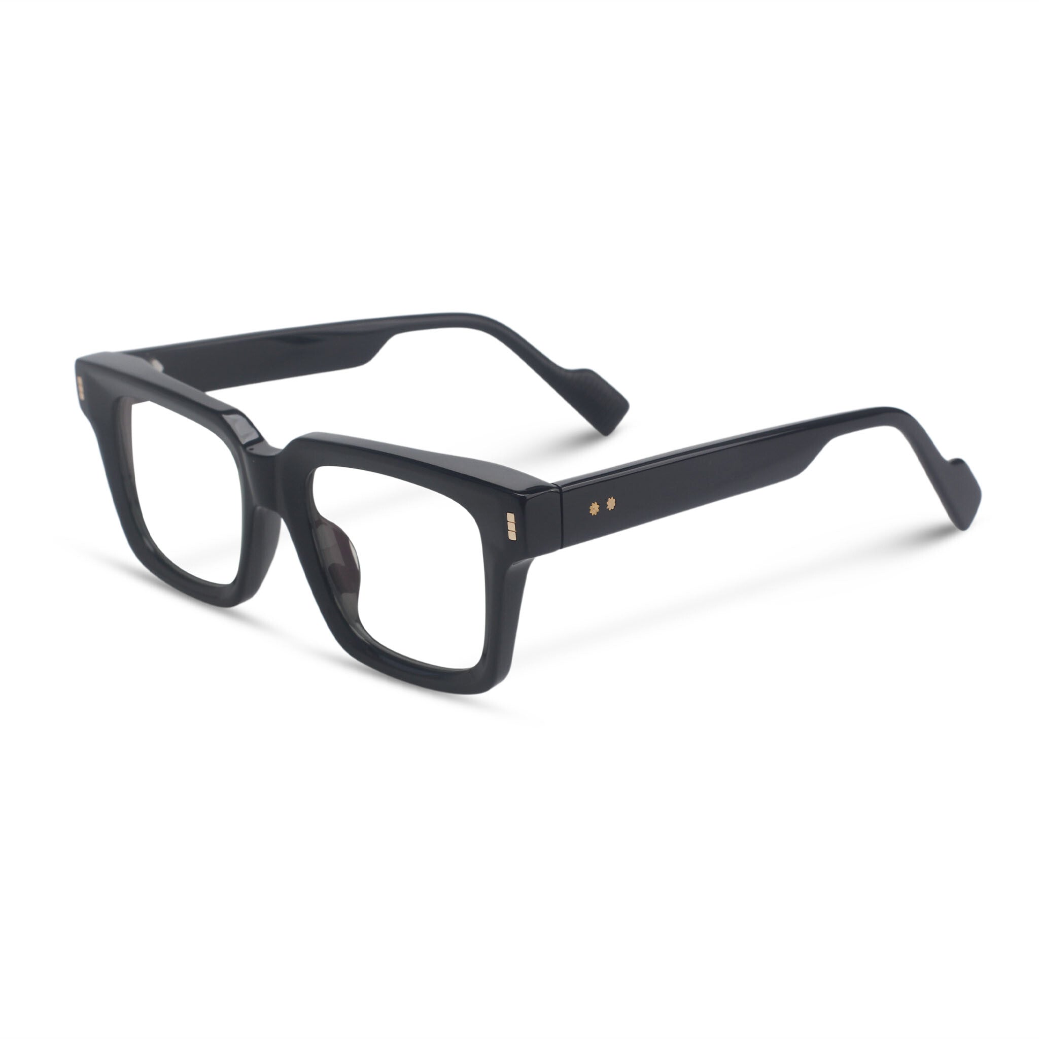Bold square black eyeglasses