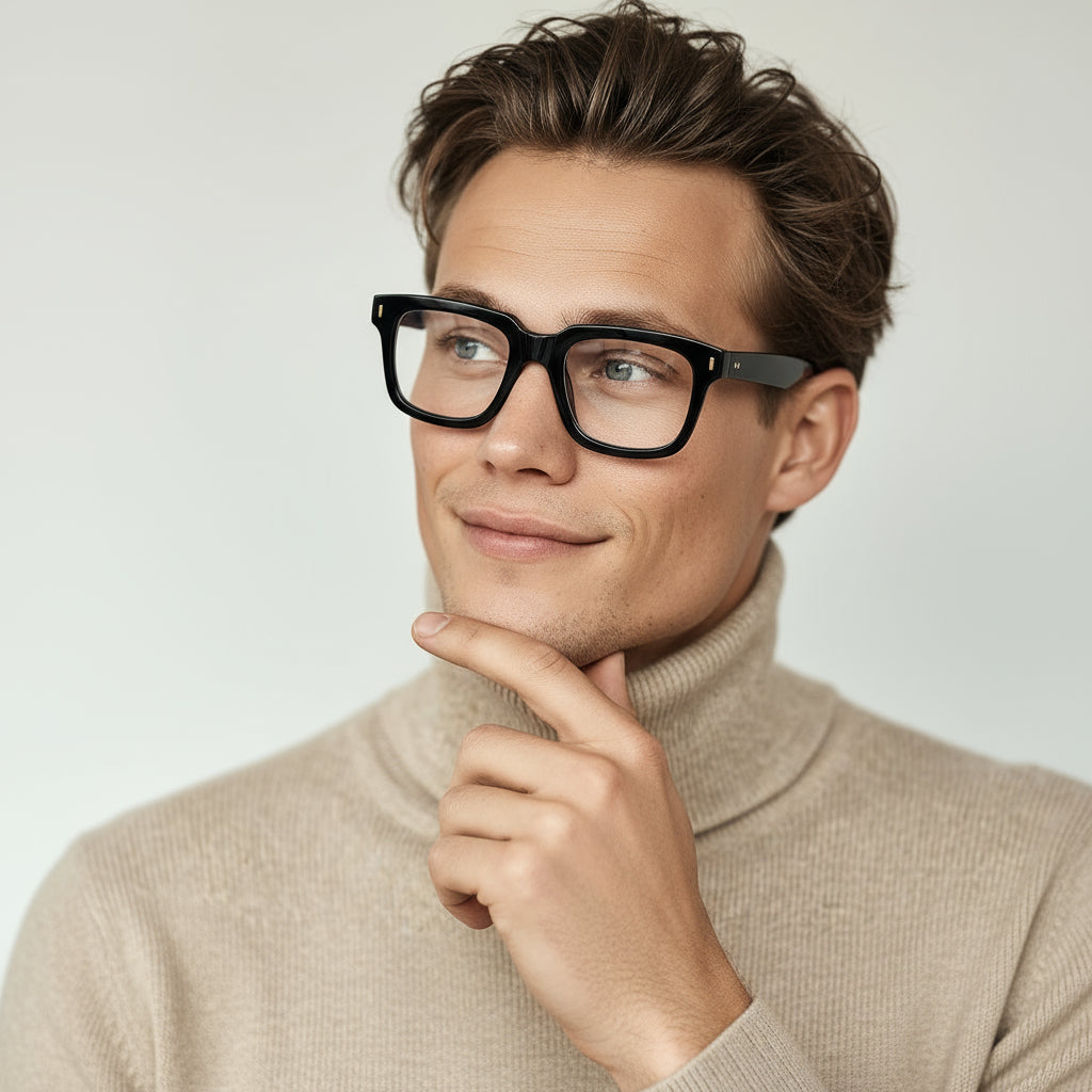 Bold square black eyeglasses