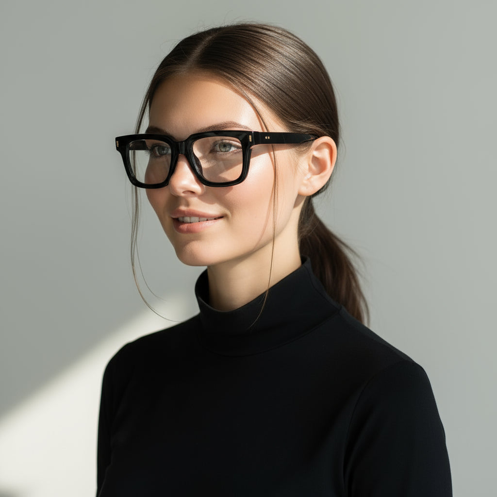 Bold square black eyeglasses