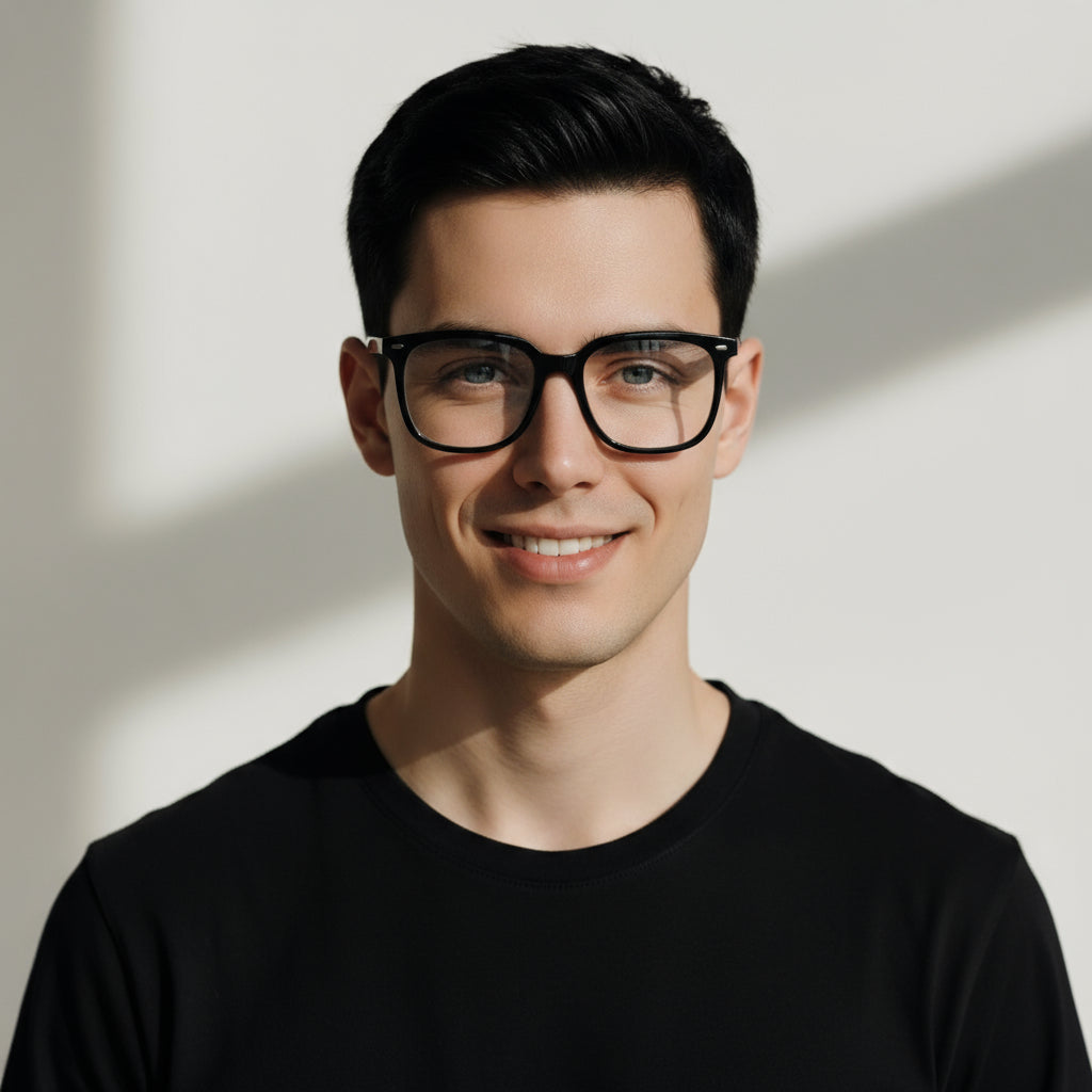 Oversized square black eyeglasses