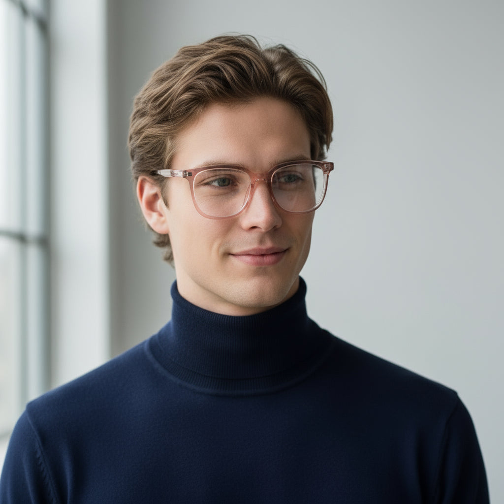 Oversized square pink eyeglasses