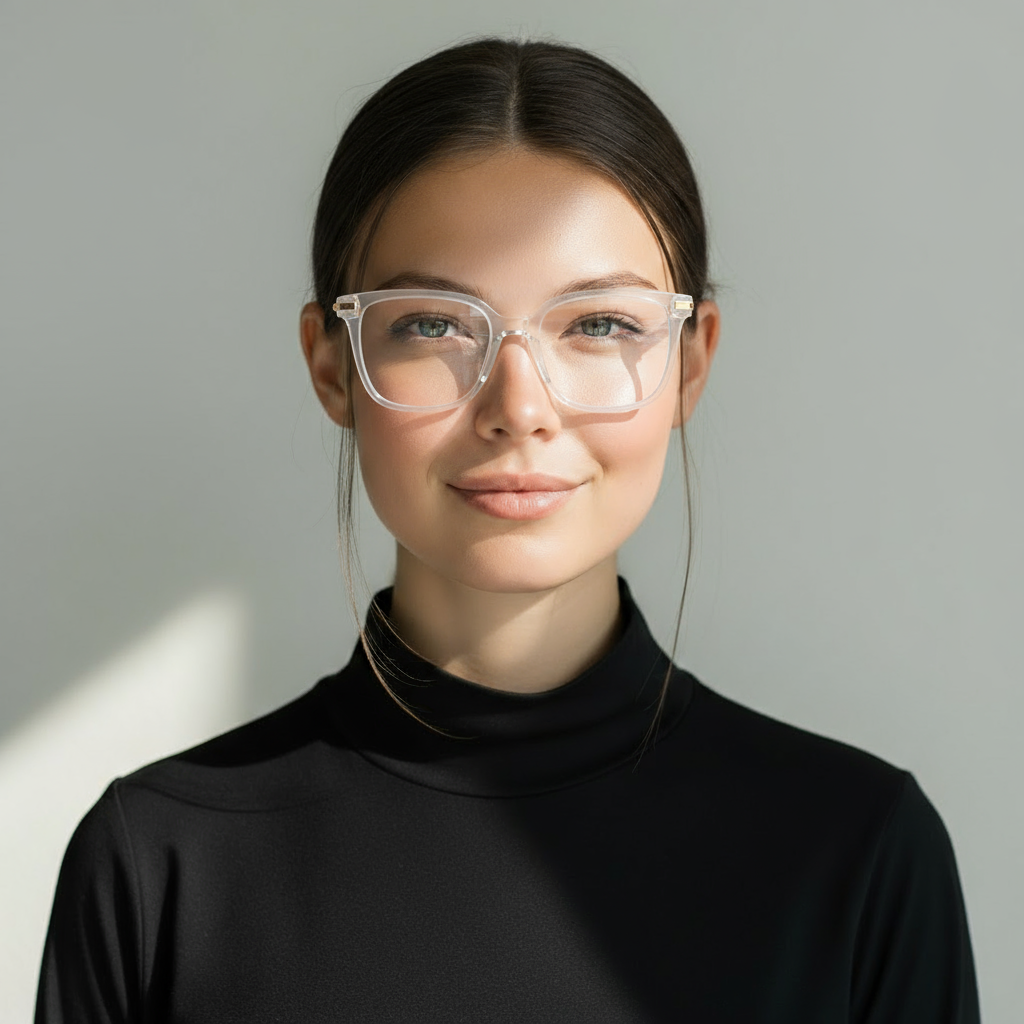 Square transparent eyeglasses