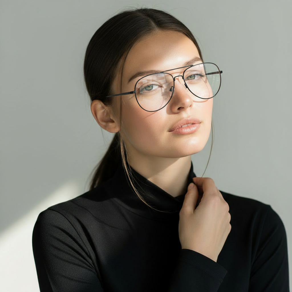 Classic aviator black eyeglasses
