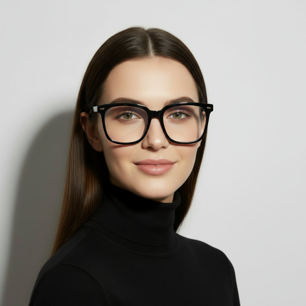 oversized square black eyeglasses