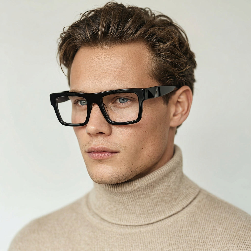 recatnagle black glasses