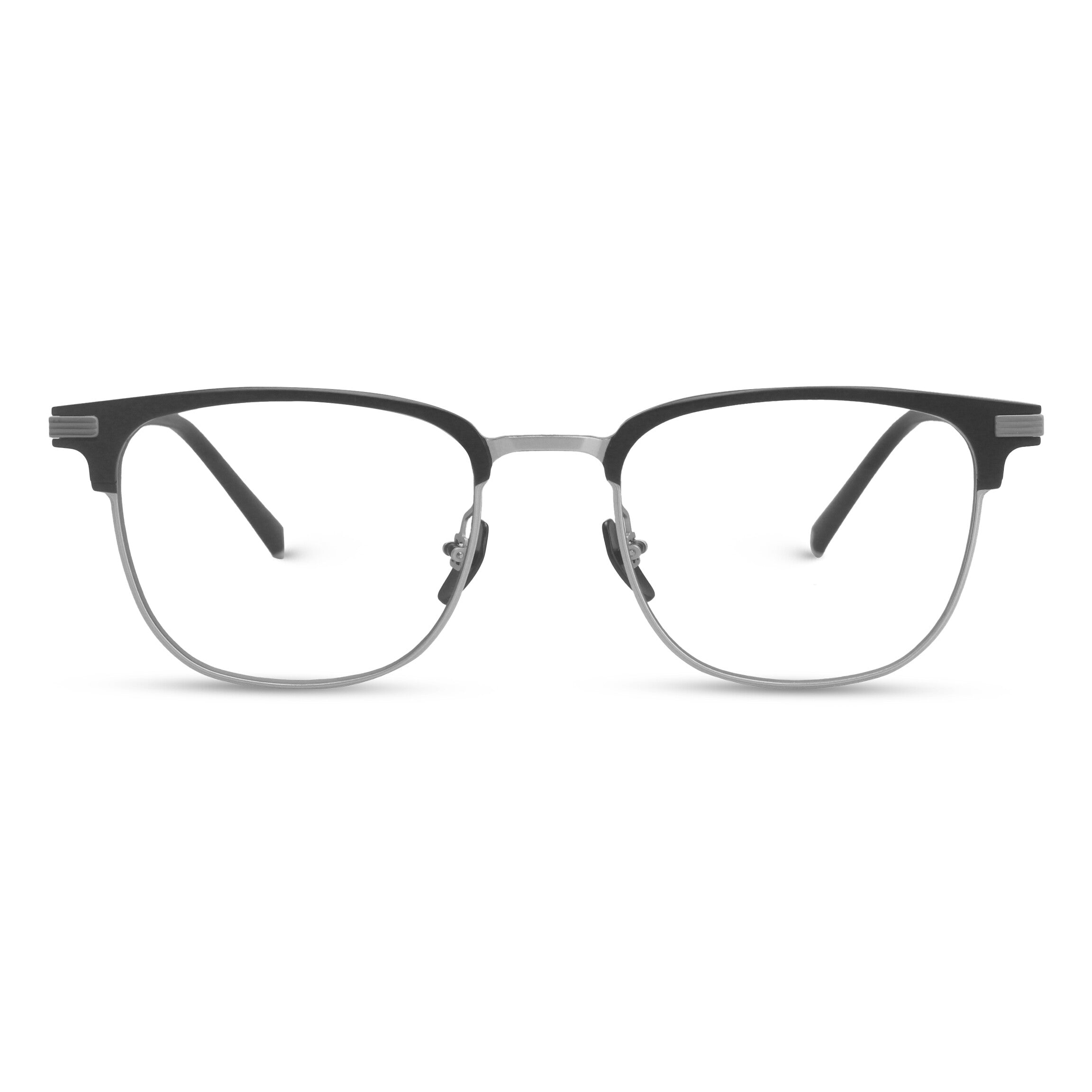 Square silver and black eyeglasses