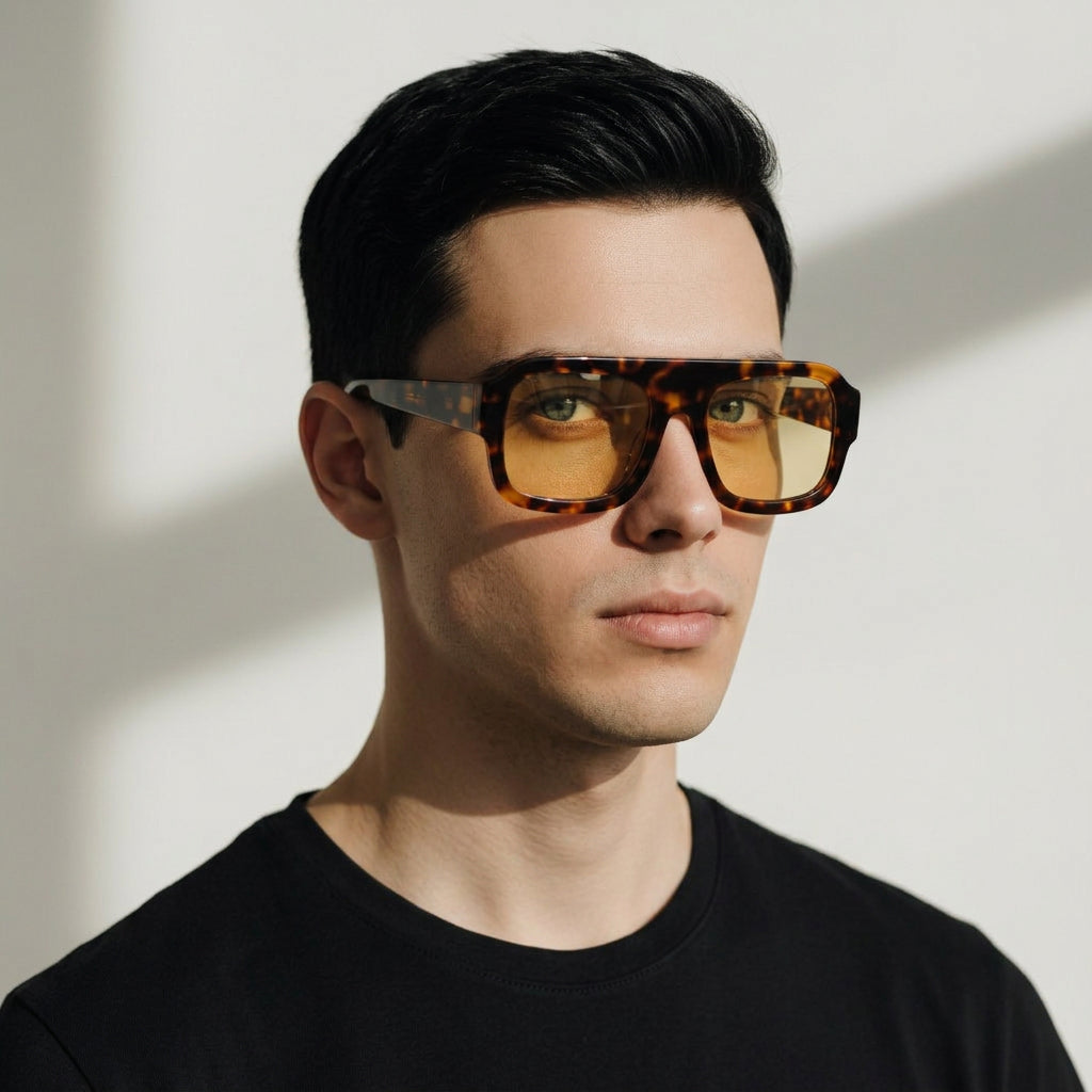 Yellow tortoise aviator sunglasses