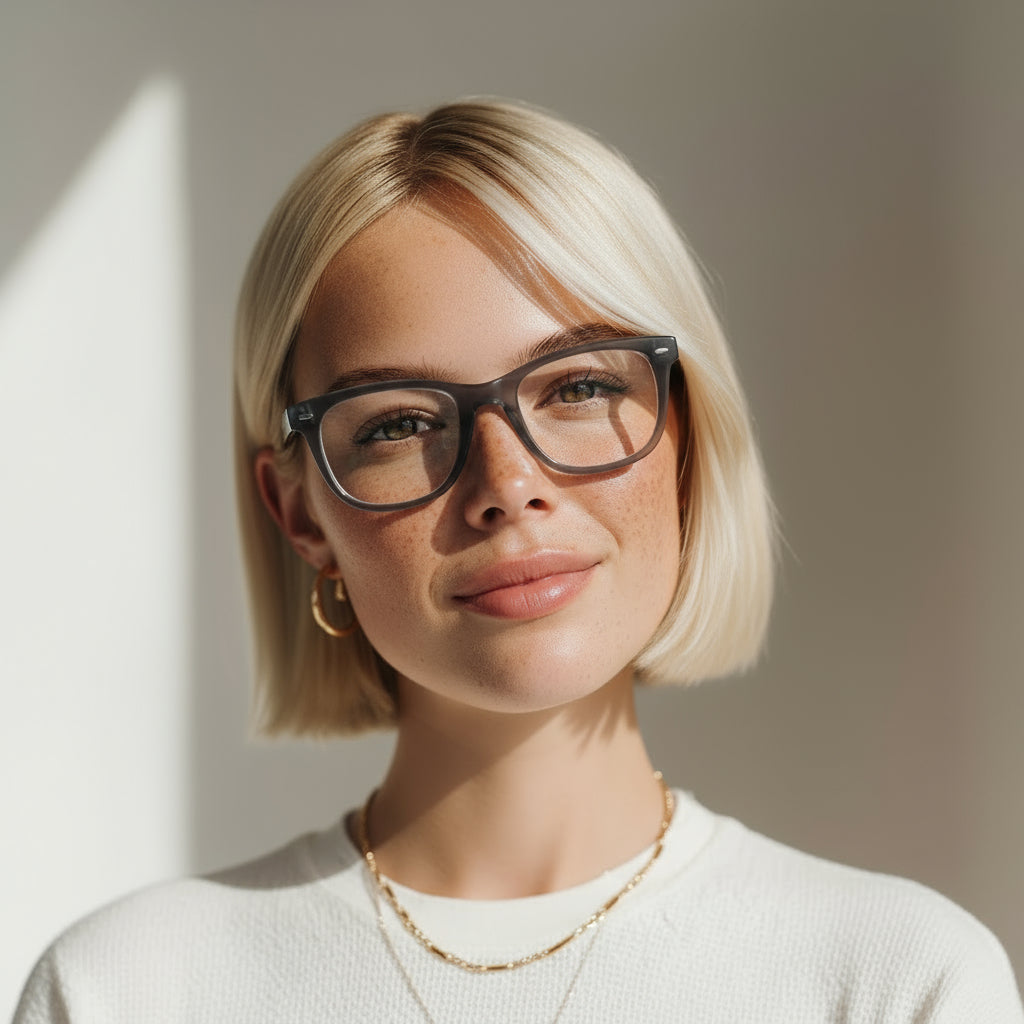 Classical grey square eyeglasses