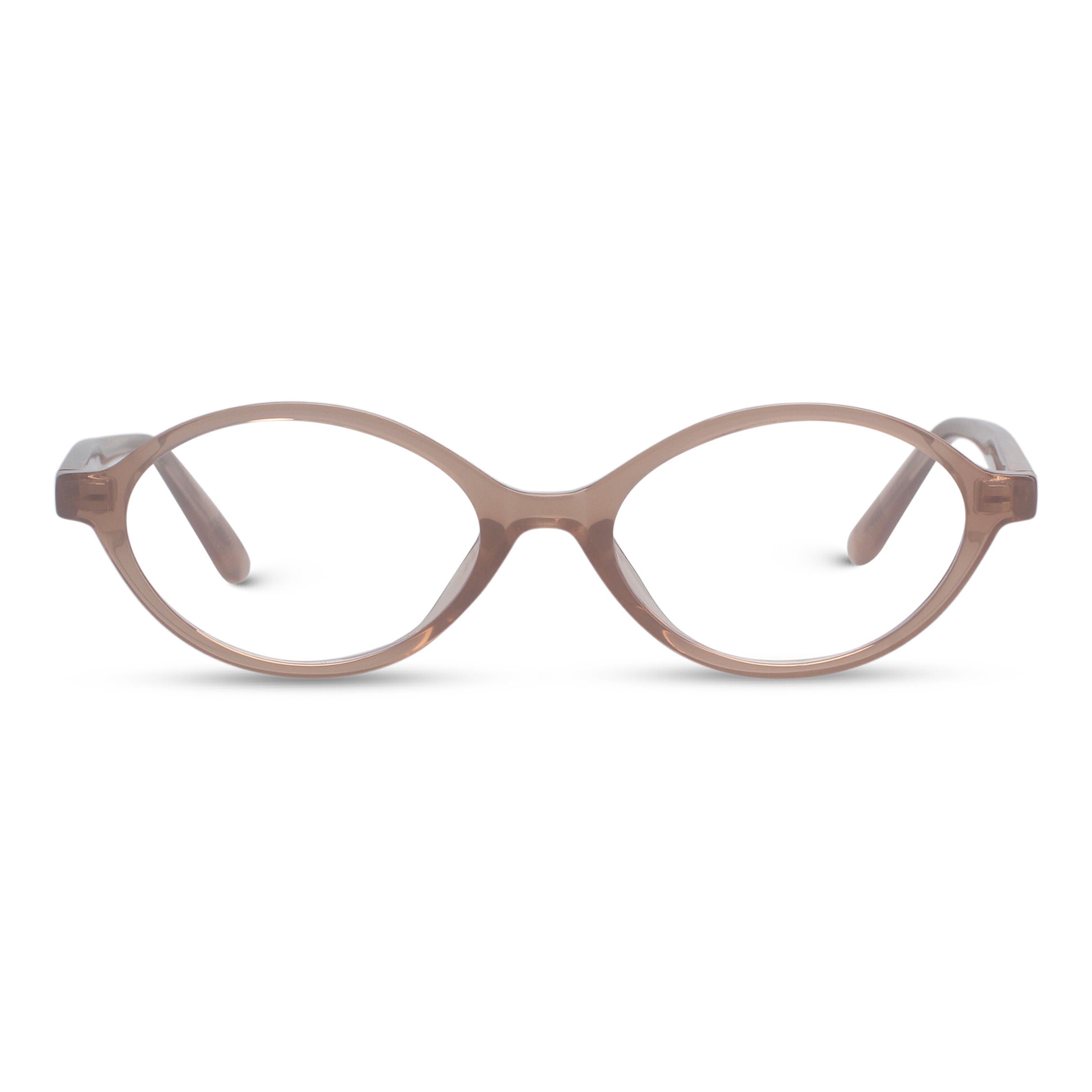 Light brown beige oval acetate eyeglasses