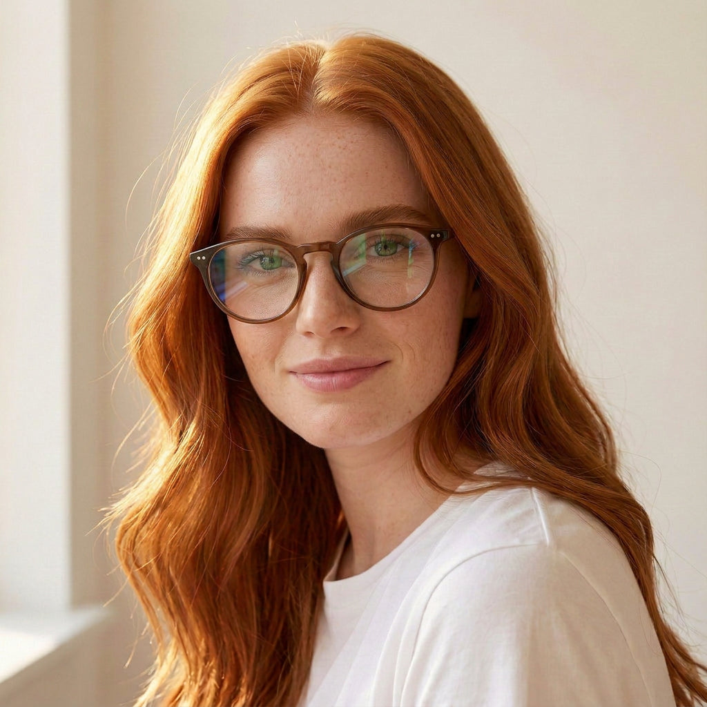 brown round glasses