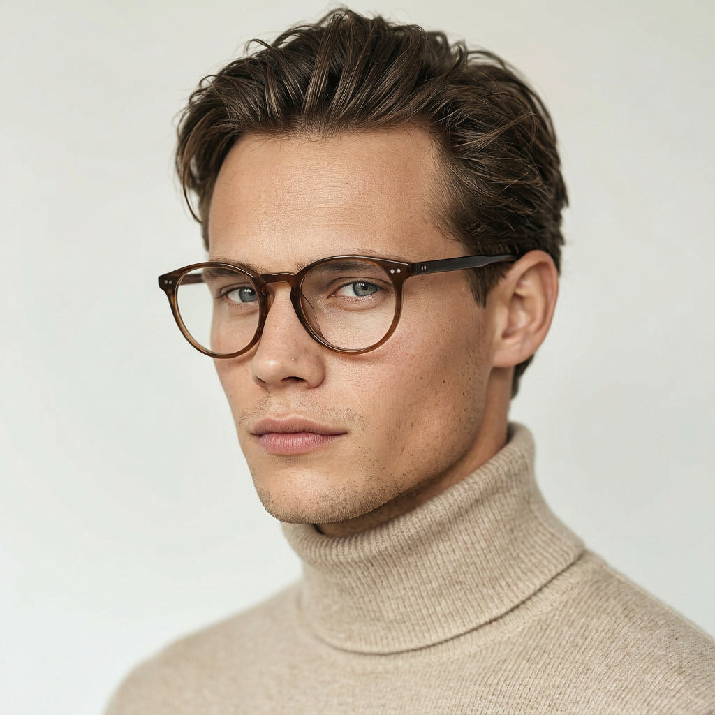 brown round glasses